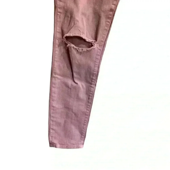 Rebecca Minkoff Soft Pink Thompson Twill Mid Rise Distressed Skinny Jeans - Picture 3 of 11